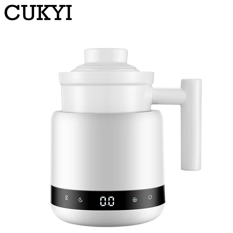 CUKYI 0.6L Household Porridge Stewing Soup Cup Ceramic Electric Heating Casserole Pot Mini Bird's Nest Dessert stew Pot 220V