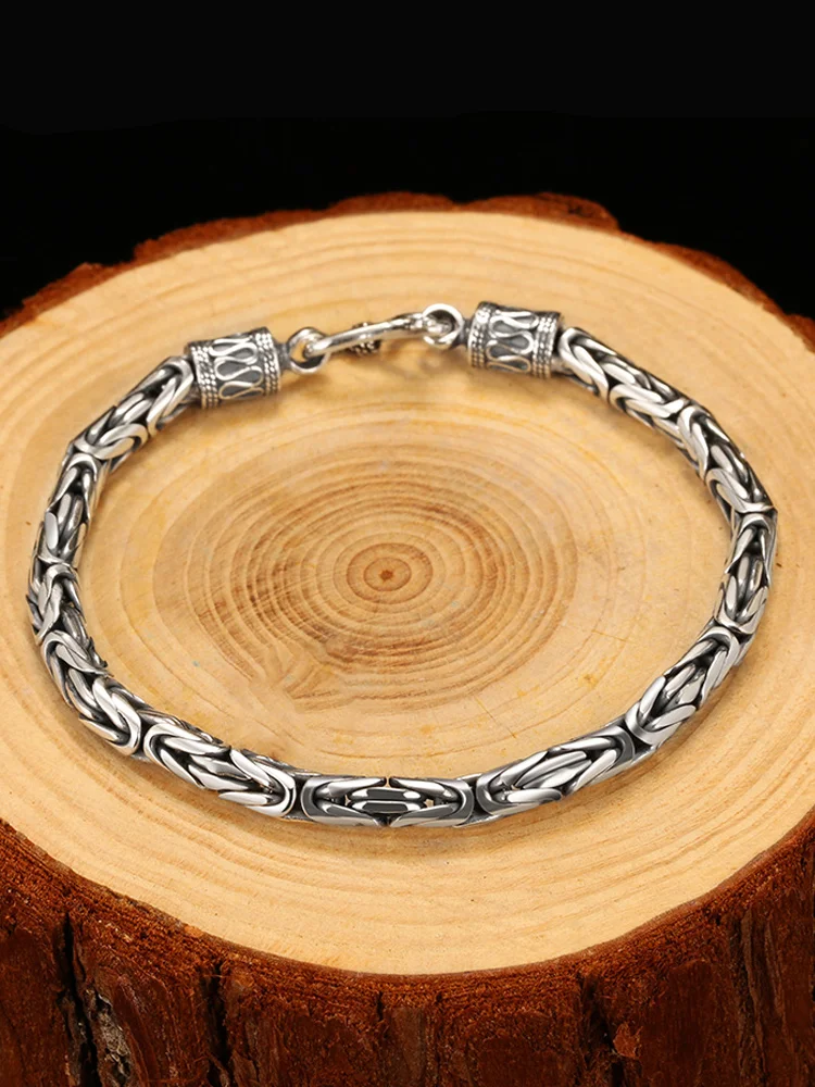 Cigovo 925 серебряный мужской браслет с узором Taiyin Ping'an, простой, ретро, чувственный и модный