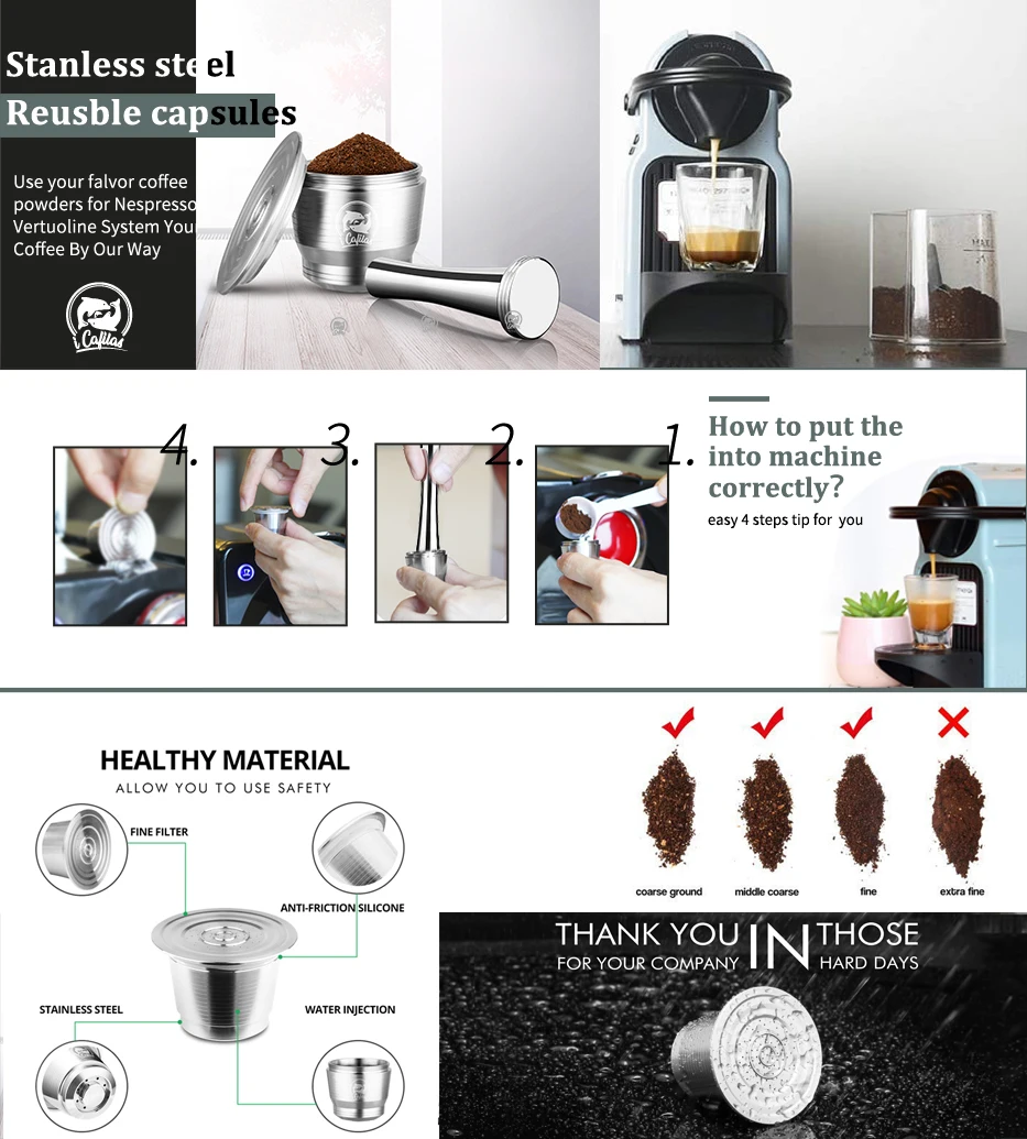 ICafilas per Capsule ricaricabili Nespresso due versione filtro per caffè  riutilizzabile riutilizzabile in acciaio inossidabile riutilizzabile cialde  per caffè Espresso - AliExpress