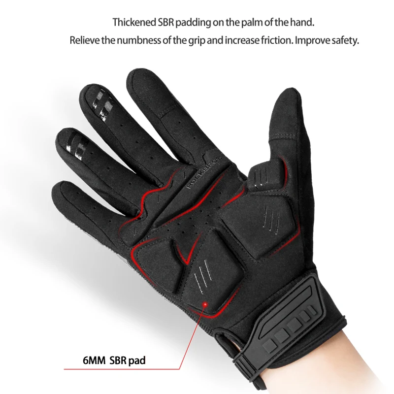 ROCKBROS Bike Gloves MTB Road Autumn Winter Warm Cycling Gloves Screen Touch Full Finger Bicycle Gloves Outdoor Sport Gloves 4