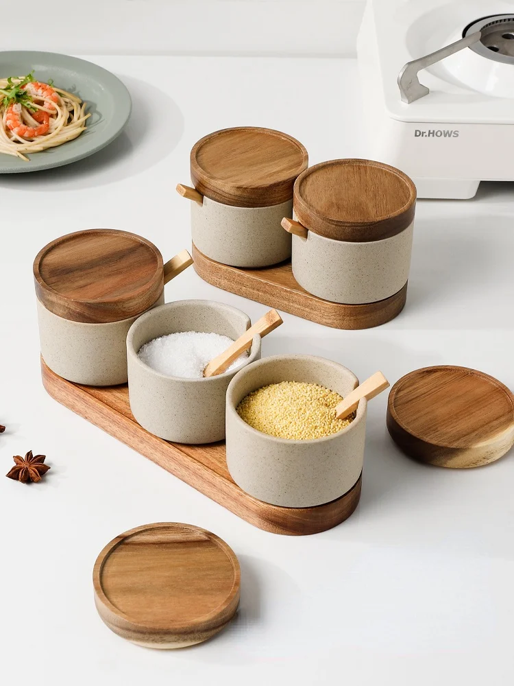 Attractive Ceramic Seasoning Container Set for Modern Kitchen