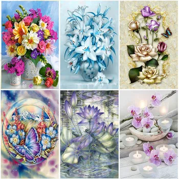 

DIY 5D Diamond Painting Flower Basket Diamond Embroidery Cross Stitch Full Round Drill Mosaic Manual Art Hobby Home Decor Gift