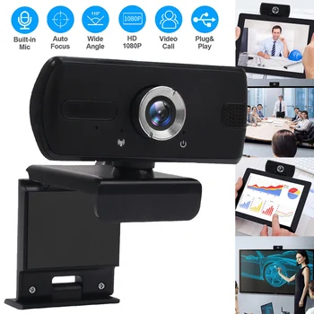 

Webcam 1080P Computer Camera Adjustable Built-In Microphone Video Recording Conferencing Live Streaming Camera Optical Glass