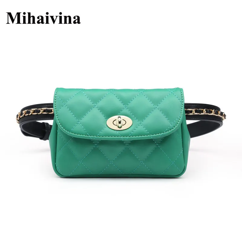 Mihaivina, новый стиль, модная сумка на пояс, поясная сумка для женщин, кожаный ремень, сумки для женщин, клетчатая цепочка, поясная сумка