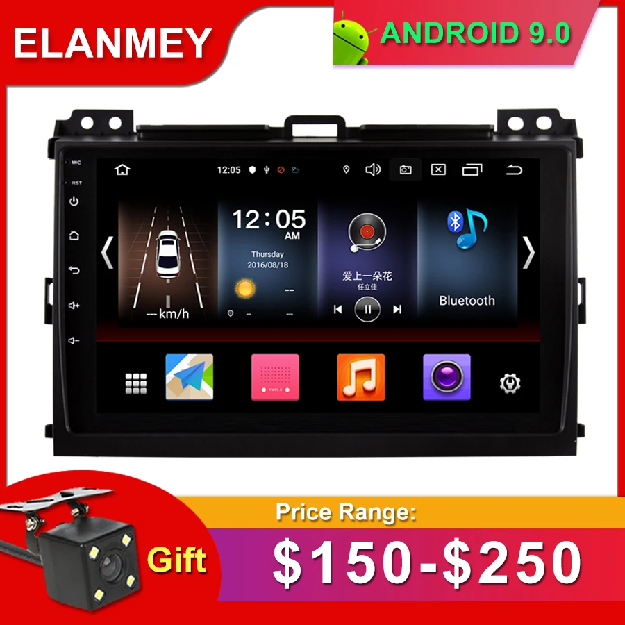 

Gift Camera Car Radio for TOYOTA PRADO 2006 2010 Android 9.0 GPS Navigation Bluetooth Touch screen Car Audio Stereo Multimedia