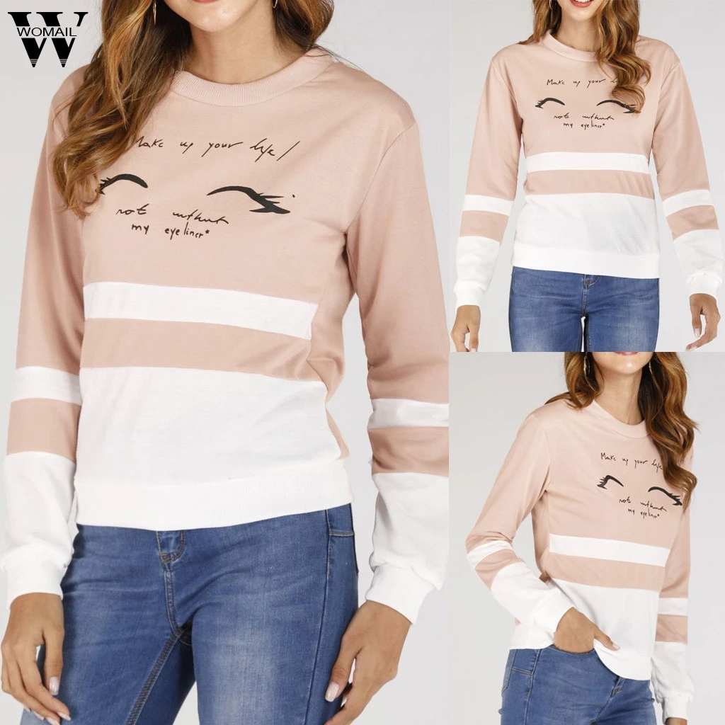 

women sweatshirts Autumn Casual O-neck long sleeve Stitching Polyester Patchwork jacket women sweatshirt casual long sleeve Au1