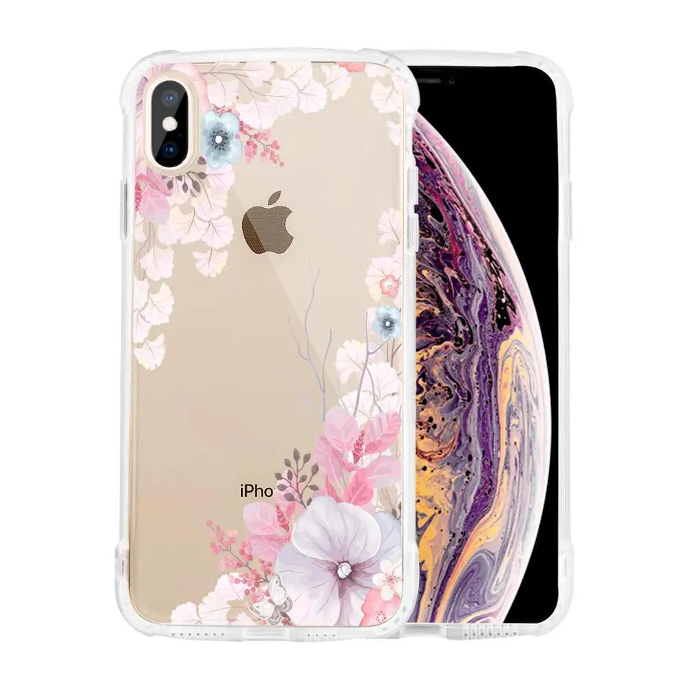 

Soft Half-pack Floral Printed Phone Case for IphoneXS Max TPU Bumper + PC Back Cover
