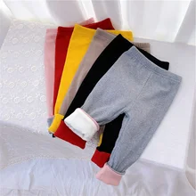 Зимние Детские Бархатные леггинсы принцессы для маленьких девочек; штаны; коллекция года; теплые брюки; детские вязаные длинные штаны; леггинсы; S10224