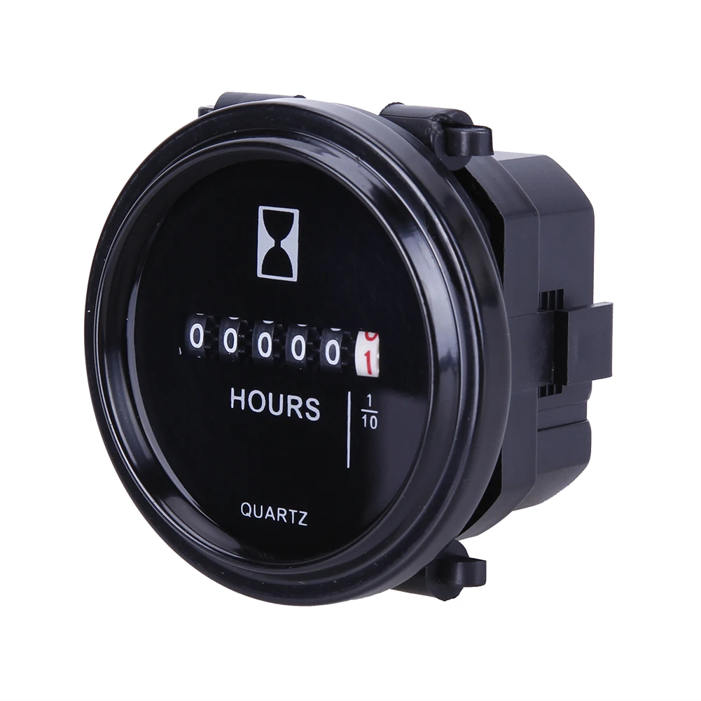 12v 24v 36v Hour Meter for Marine Boat Engine 2" Moto Car Trucks Mechanical Hour Meter Counter Timer Round Waterproof Gauge mechanical hour meter