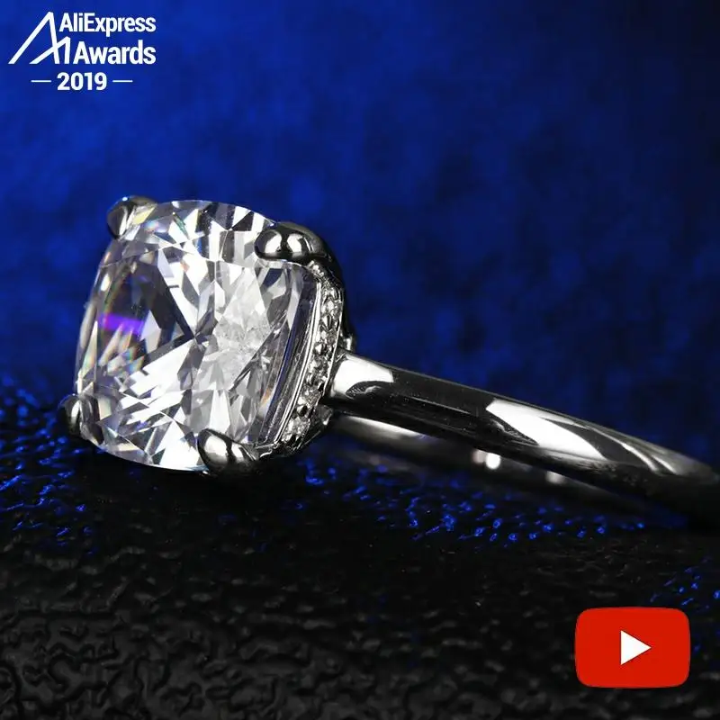 5 карат огранка на подушку 10*10 мм не поддельное кольцо из стерлингового серебра S925 пробы SONA с бриллиантом Halo изысканное кольцо Уникальный ст... 5 карат огранка на подушку 10*10 мм не поддельное кольцо из стерлингового серебра S925 пробы SONA с бриллиантом Halo изысканное кольцо Уникальный ст...