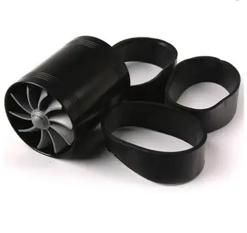 

Universal Aluminum Turbo Supercharger Air Intake Dual Fan Turbonator Fuel Saver Turbo Supercharger And Blue Rubber Holder