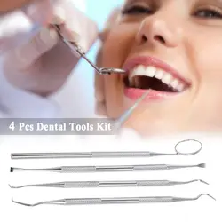 Уход за зубами отбеливание зубов инструмент для глубокой очистки 4 шт. средства для удаления зубного камня из нержавеющей стали зубочистки
