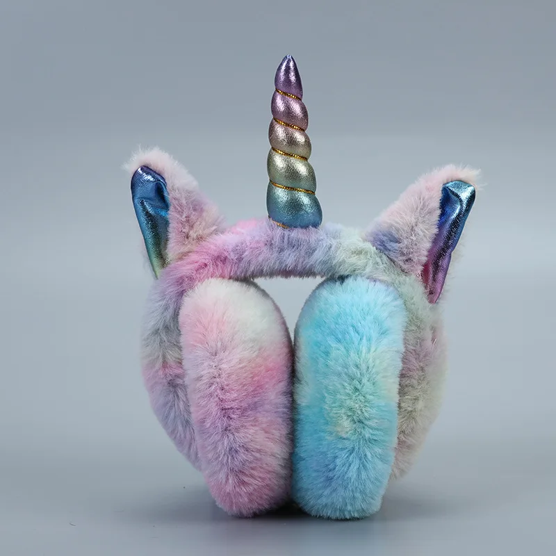 Ladies Unicorn Earmuffs Fashion Winter Warm Lovely Headwear Accessories Soft High Quality Autumn Rainbow Color Winter Earmuffs