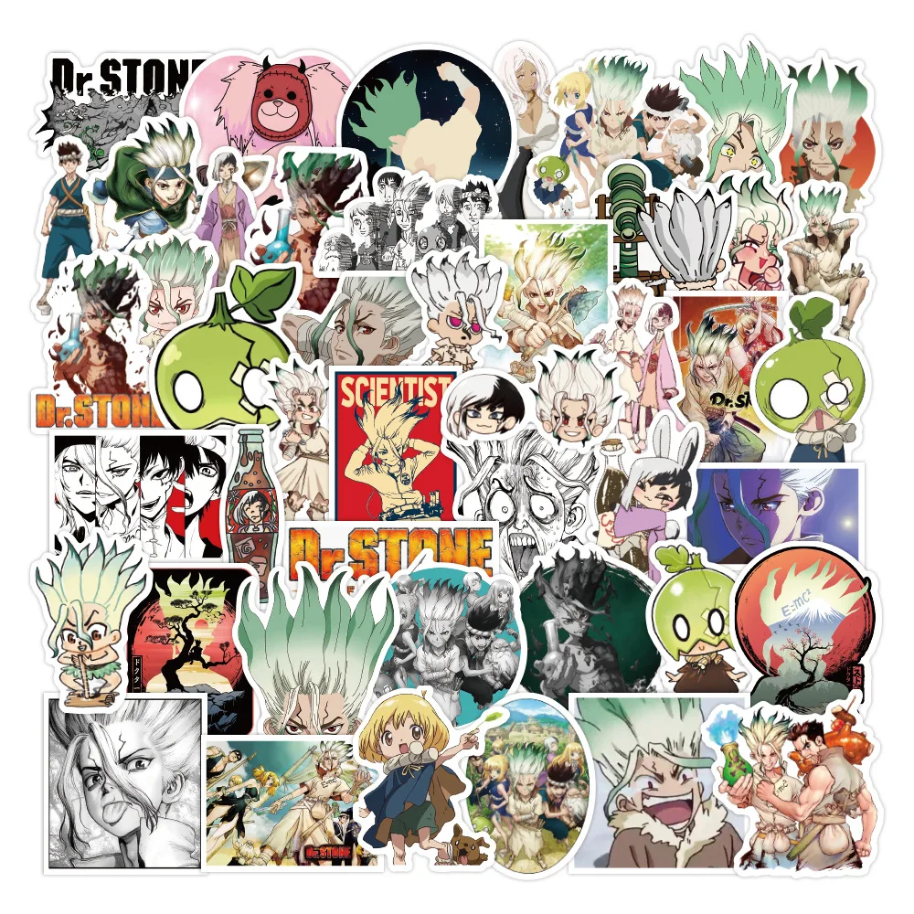 

Стикеры аниме «Dr.STONE», ПВХ водонепроницаемые наклейки для ноутбука, чемодана, автомобиля, скейтборда, 10/50 шт./лот