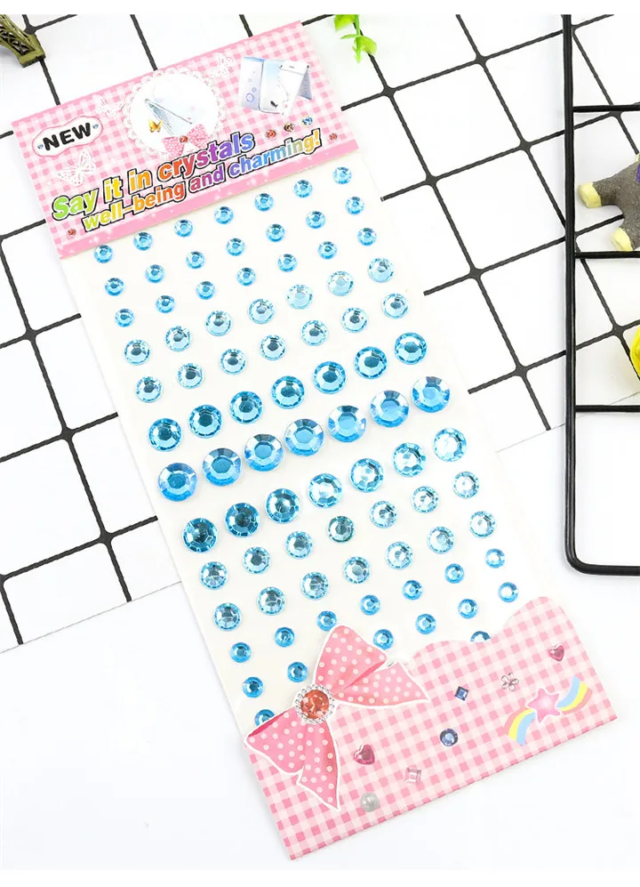 8  6-12mm Rhinestones Stickers Acrylic Different Size Single Round Crystal Stickers Women Mobile Phone Shell Decor Drill Sticker