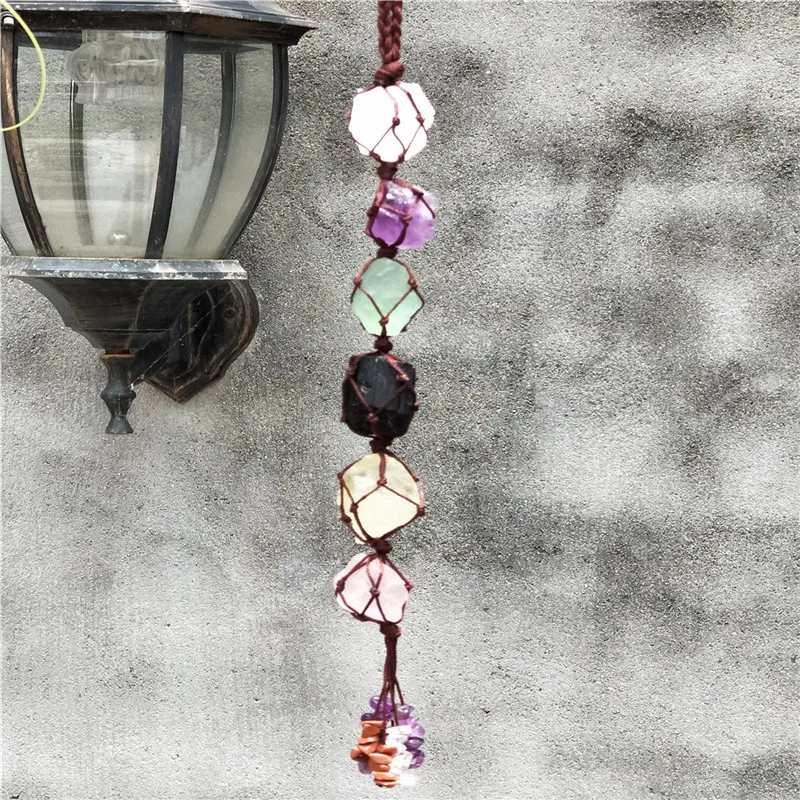 

Natural Stone Crystal Pendant Jewelry Charm Chakra Handmade Garden Car Hanging Decoration Healing Reiki Stones Wall Window Decor