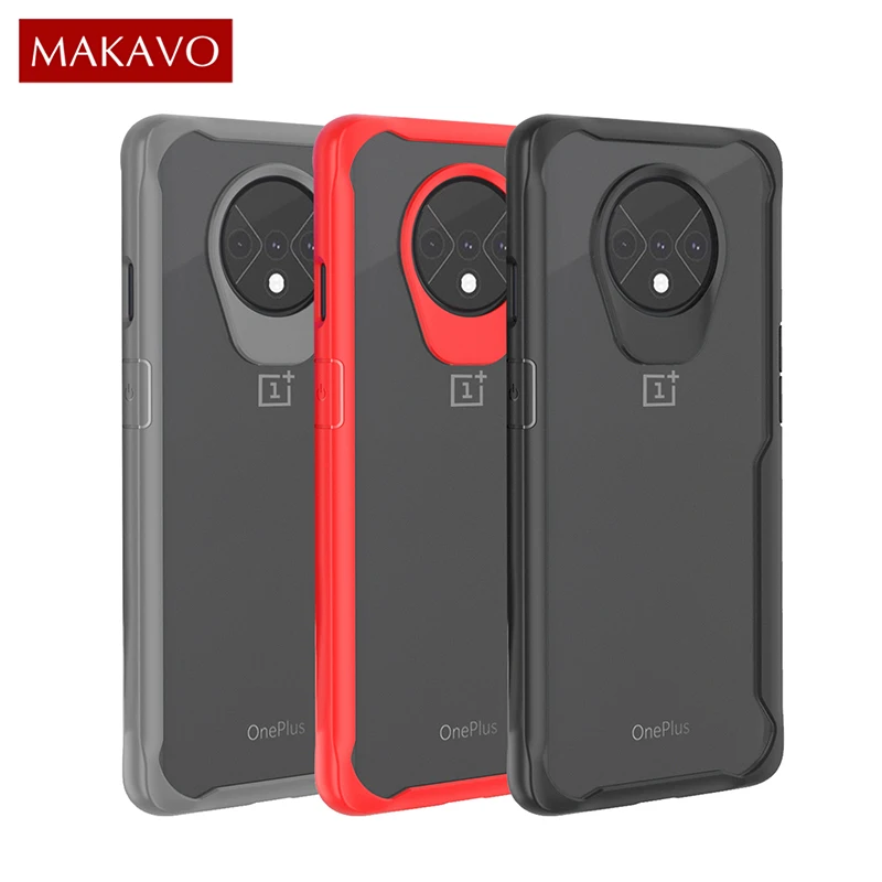 MAKAVO для Oneplus 7T чехол прозрачный жесткий чехол Мягкая силиконовая рамка чехол для OnePlus One Plus 7T Pro чехол s