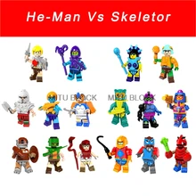 For 16Pcs He-Man Masters Figure Set Ram Man Paker Ske Letor Beast Man Zodak Rattlor Tri-Klops Building Block Toys