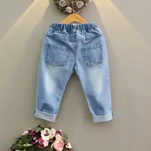 Новые весенние Стильные Модные Элегантные ковбойские брюки с мультяшным принтом в южнокорейском стиле для девочек