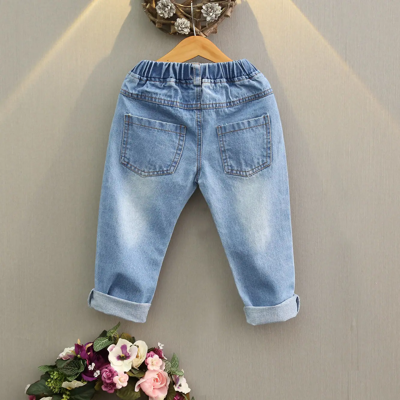 

Crawler South Korea Spring New Style Girls Fashion Elegant Cartoon Printed Cartoon Cowboy Trousers