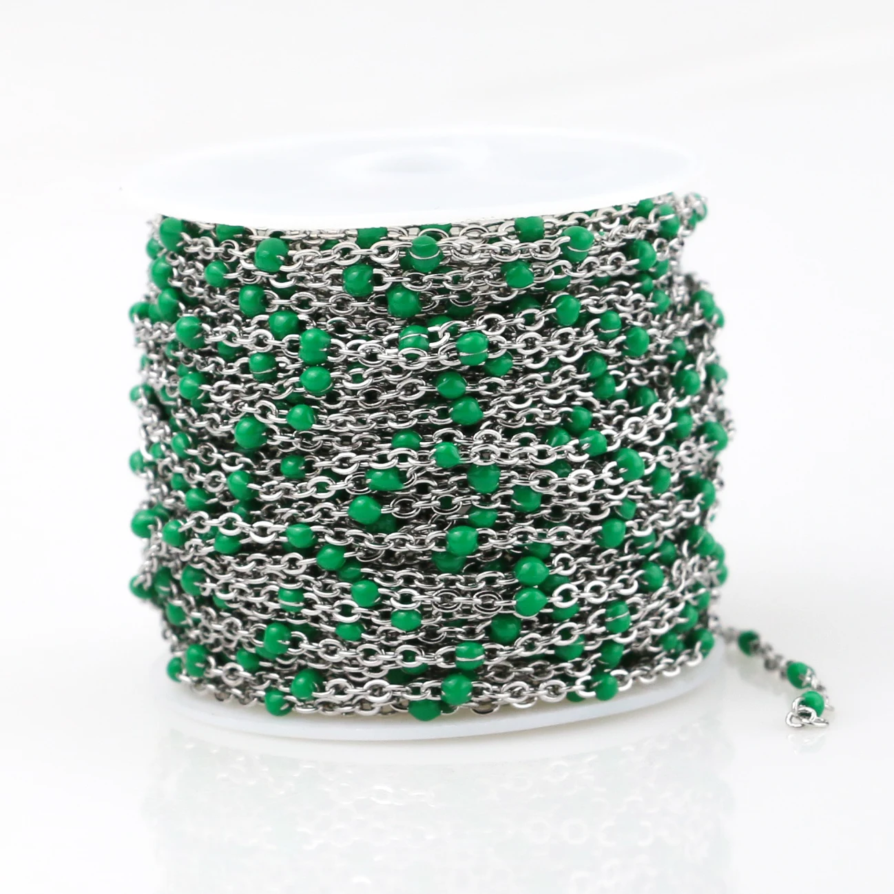 Steel green Width2mm Нержавеющая сталь кабель цепочка с эмалевой подвеской оптом синий/черный/белый/красный/фиолетовый звено цепи Цепочки и ожерелья материалы для самостоятельного изготовления украшений оптом - Цвет: Steel green