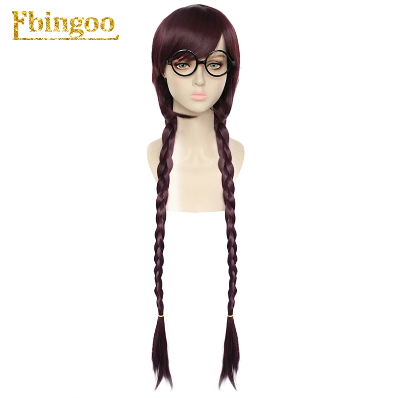 Ebingoo Danganronpa Dangan-Ronpa Toko Fukawa Long Purple Double Braided Synthetic Cosplay Wig for Halloween Costume Party