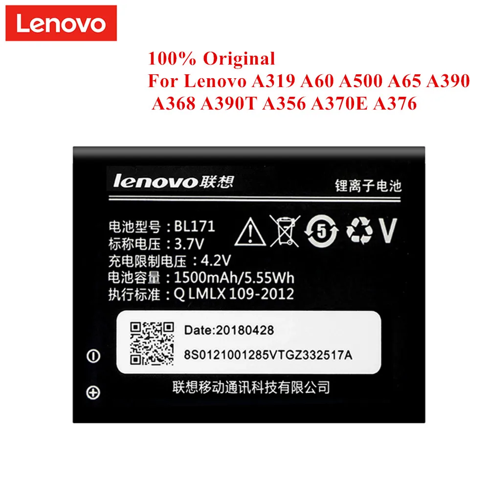 100% Original Battery BL171 for Lenovo A319 A60 A500 A65 A390 A368 A390T A356 A370E A376 1500mAh Real Capacity Batteria Akku | Мобильные