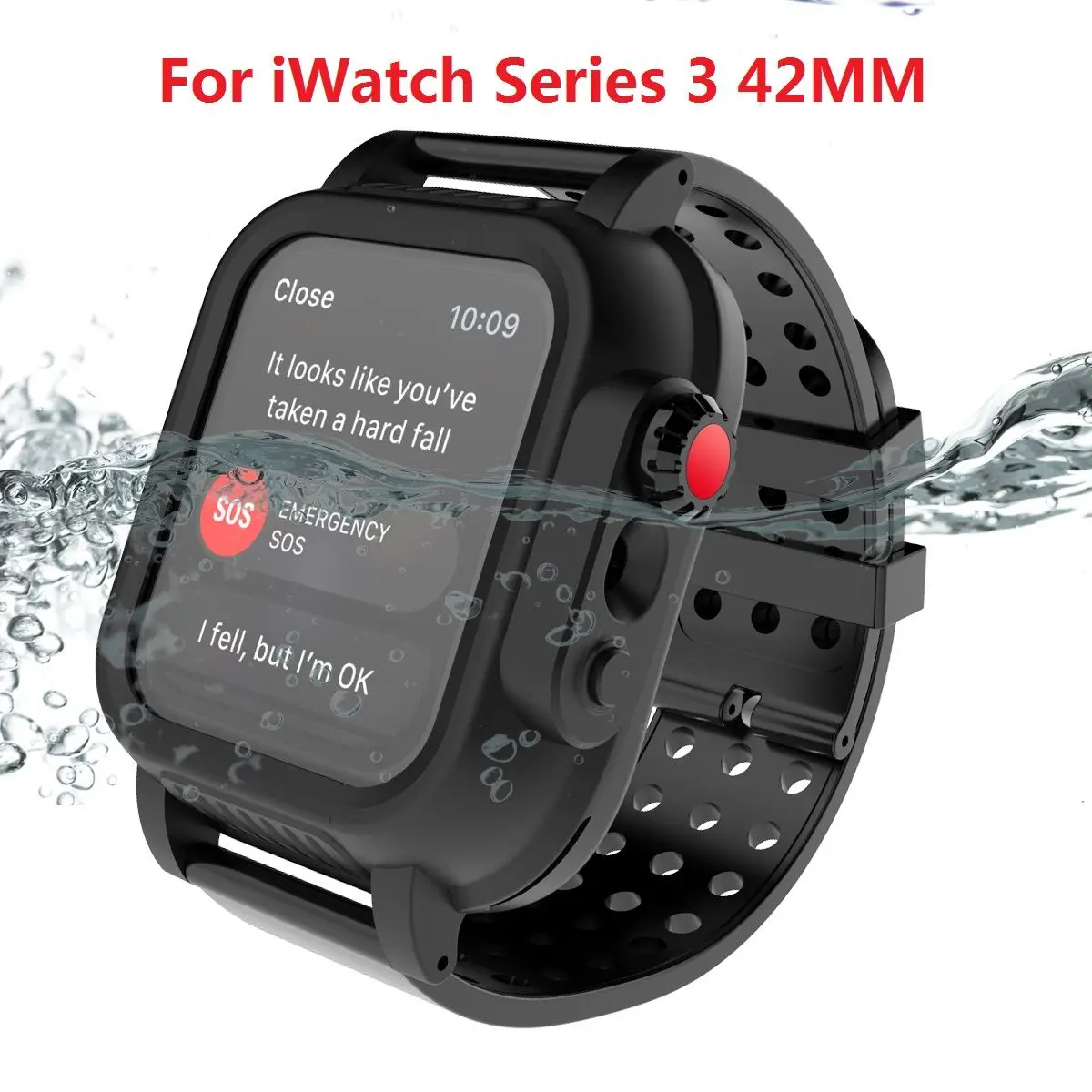 Для Apple Watch Series 4 40 мм 44 мм корпус IP68 водонепроницаемый противоударный ПК Бампер чехол+ резиновый ремешок для часов iWatch 3 38 42 мм - Цвет: Series 3 42mm