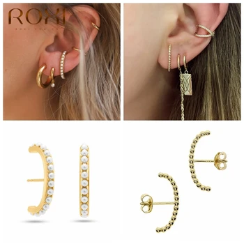 

ROXI Bohemia Pearls Earrings for Women Girls Screw Thread Stud Earrings Piercing 925 Sterling Silver Wedding Jewelry Pendientes