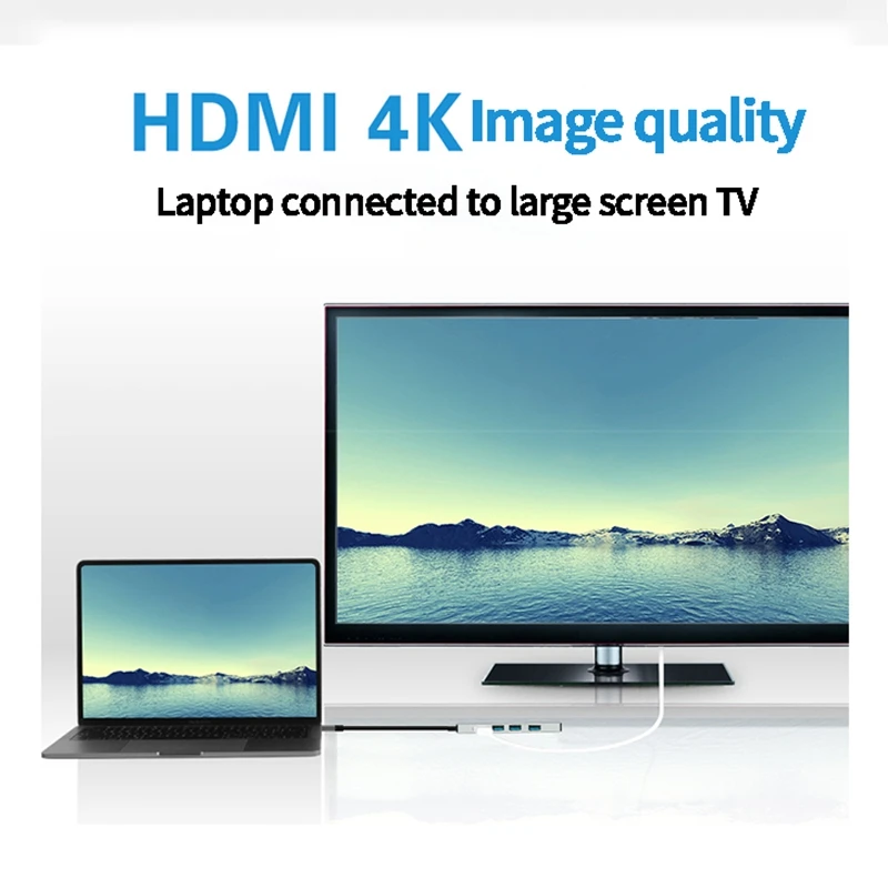 USC Type C Hub to HDMI 4K 30HZ 3 USB 3.0 USBC PD Quick Charging Dock Station Aluminium Alloy Extend Hub for Macbook