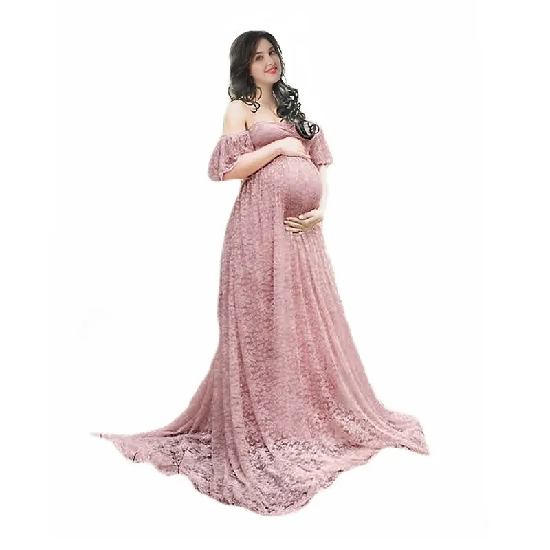 Dress 9 Only VOGUEON, женское платье для беременных, для фотосессии, с открытыми плечами, с оборками, без рукавов, кружевное, для беременных, длинное платье, для детского душа, вечернее платье - Цвет: Dress 9 Only
