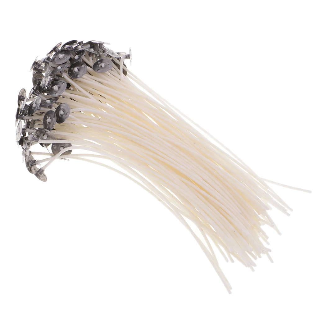 100 Pieces Natural Candle Wick, Low Smoke Pre-Waxed, Pre-Tabbed, 100% Natural Cotton Core, For Candle Making, DIY Candle