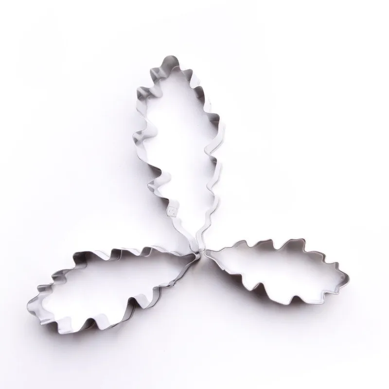 3pcs British Simulation Stainless Steel Cookie Cutter Set Silver Leaf Chrysanthemum Biscuit Mould Cake Decorating Baking Tools