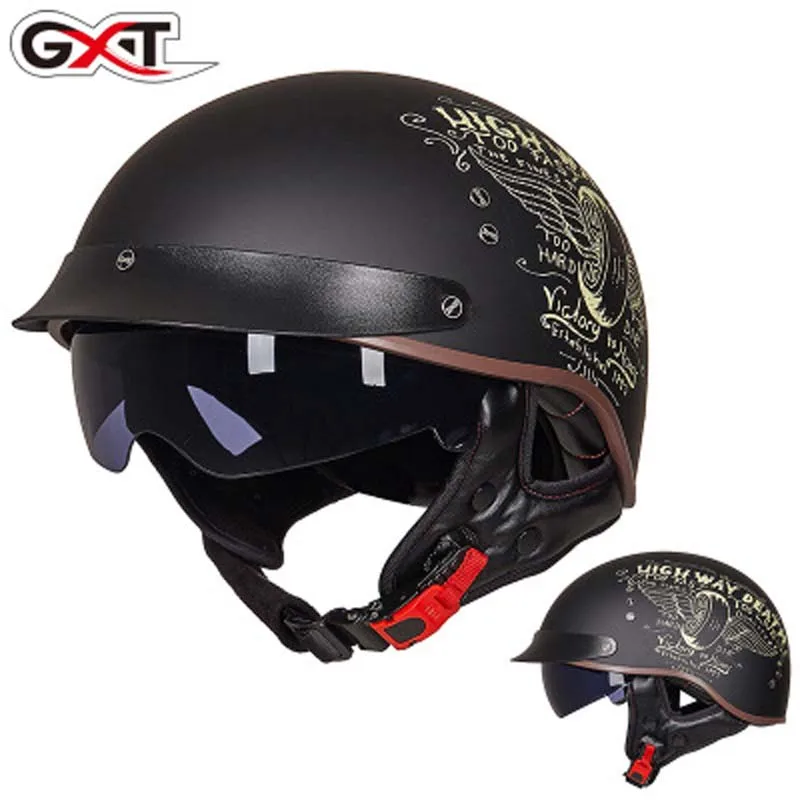 Винтажный скутер полушлемы Casco шлем мото ретро-шлемы с внутренним солнцезащитным козырьком DOT утвержден