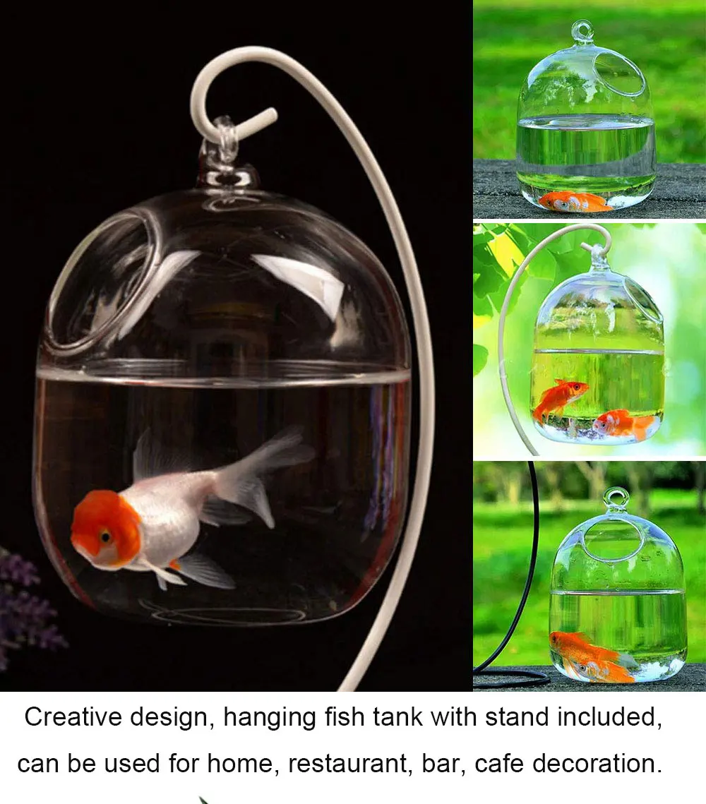 Настольная подвесная рыбка бачок чаша с подставкой маленькая столешница стеклянная ваза-аквариум мини аквариум для Betta рыба домашний декор