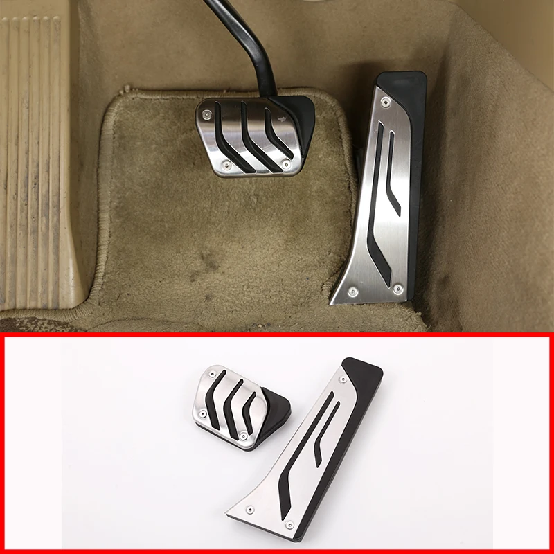 2pcs No Drill Anti slip Fuel Brake Steel Foot Pads Pedals Cover Trim