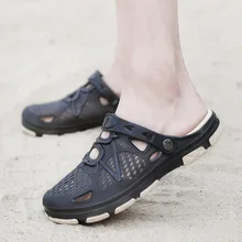 Для мужчин тапочки летние гелевые туфли дышащие пляжные сандалии легкие противоскользящие большие Размеры Для мужчин пористый туфли в деловом стиле; размеры 38-45