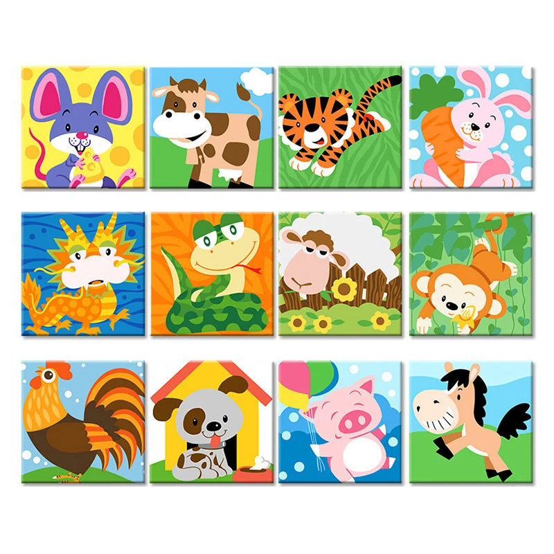 Frame Animal Diy Painting By Numbers Kit Kids Image Coloring By Numbers Hand Painted Draw On Canvas Unique Gift For Children Art Paint By Number Aliexpress