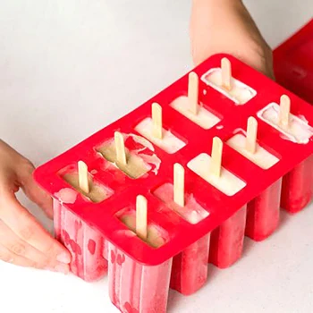 

10 Cavities Homemade Popsicle Molds Shapes Food Grade Silicone Ice Popsicle Maker KITCHEN 23*15*10CM 1 SET