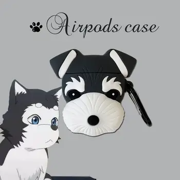 

3D Cute Schnauzer Dog Silicone Protective Cover For Apple Bluetooth Charging Wireless Case Earphone 1/2/3 Airpods B4Z1