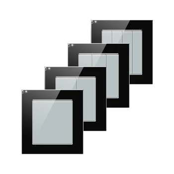 

1/2/3/4 Gang 1 2 Way Wall Switch Tempered Glass Panel Push Button Switch Household Light Switch On/Off Wall Switch Interruptor