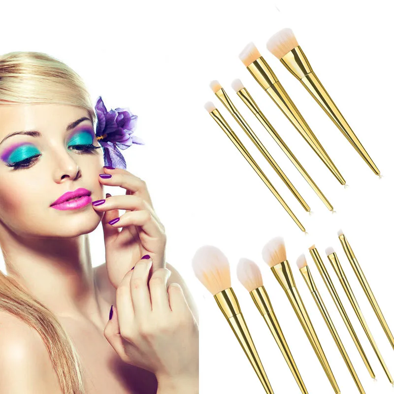 

New 12PCS Local gold long tube tender yellow hair Cosmetic Makeup Brush Brushes Foundation Powder Eyeshadow Brush Set макияжа 04