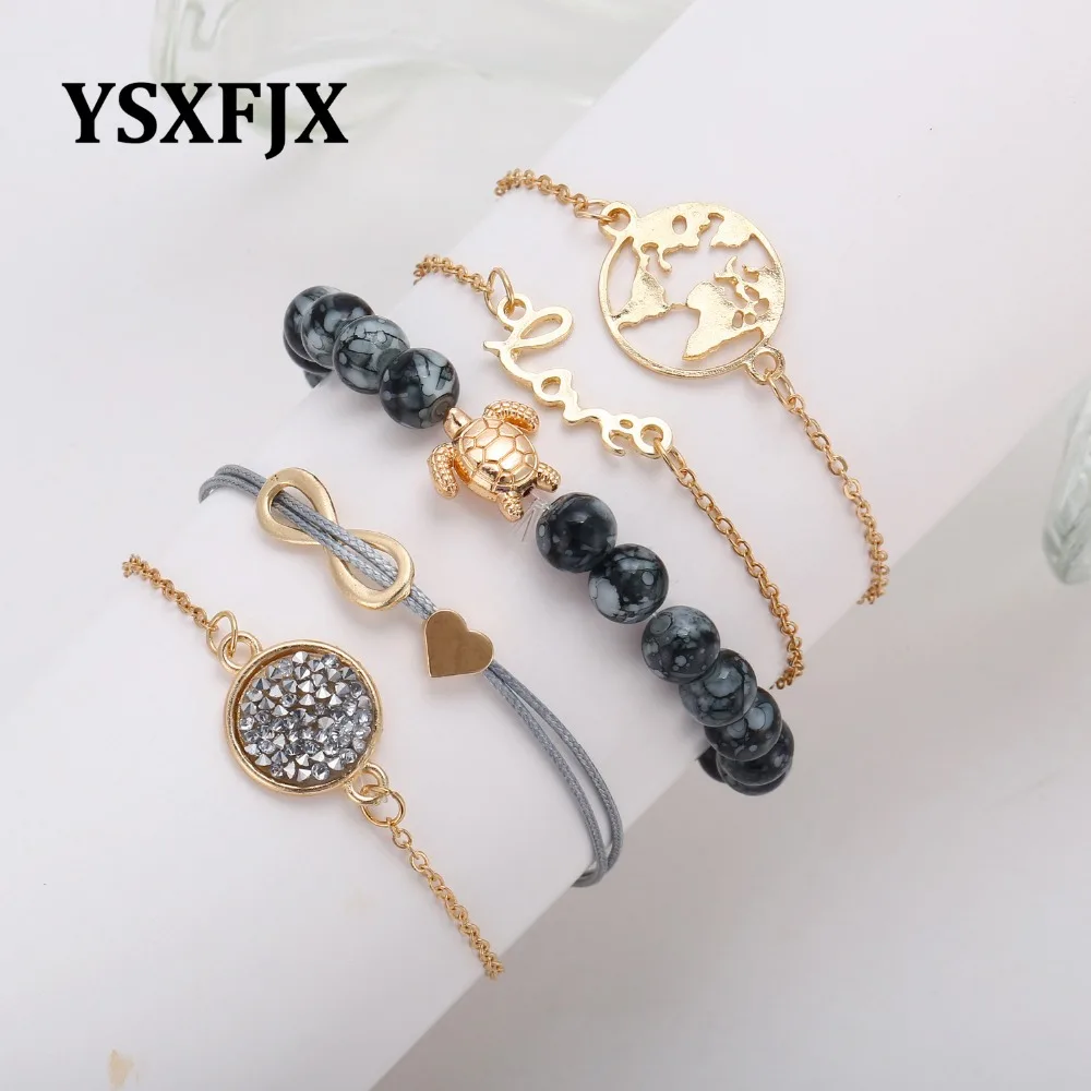 

Boho Bangle Elephant Heart Shell Star Moon Bow Map Crystal Bead Bracelet Women Charm Party Wedding Jewelry Accessories