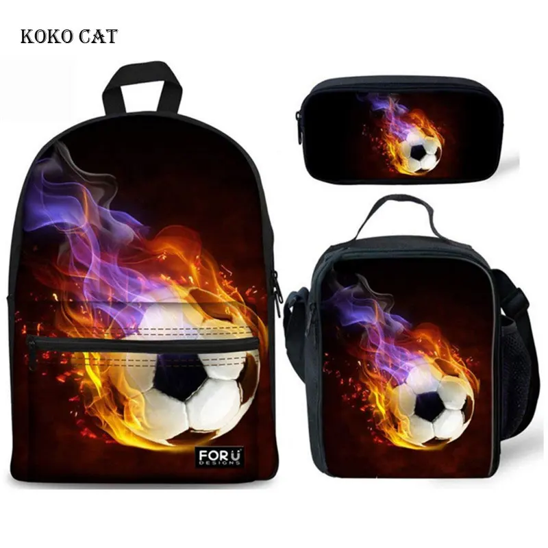 Fire Football/Комплект детских школьных сумок для мальчиков Большой Вместительный