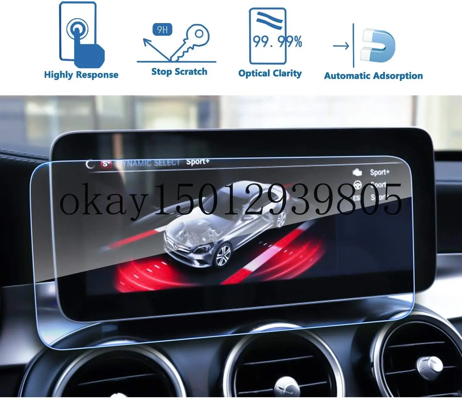 Car Navigation Screen Protector for Benz C Class W205 2019 10.25 Inch