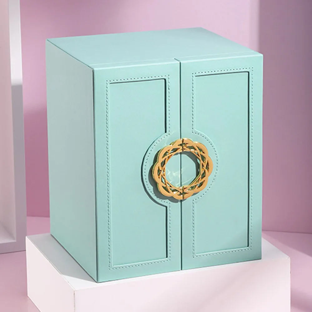 Multi layer large capacity make up jewelry box double door leather ABS case watch cosmetic storage bag safety toolbox women home
