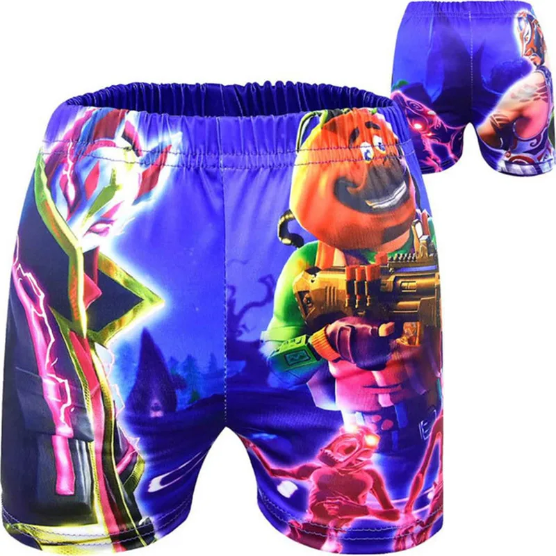

New Game Battle Royale Beef Boss Kids Beach Shorts Tomatohead Cosplay Swim Shorts Skull Trooper Builder Costumes For Boys/Girl