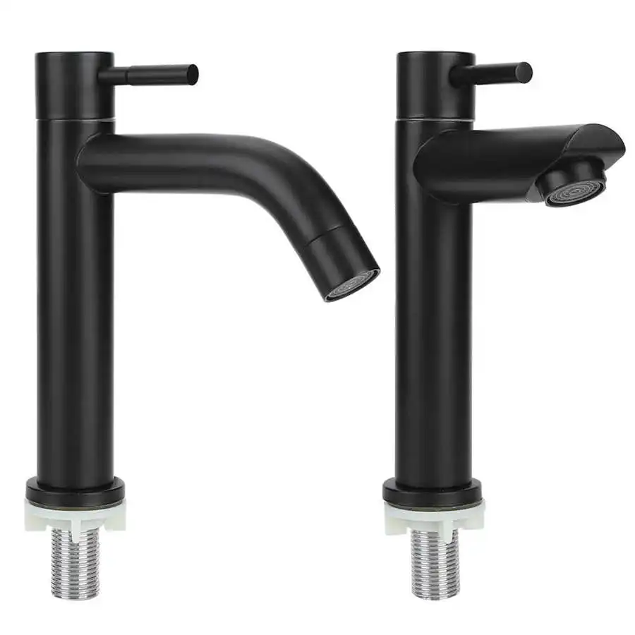 Hf20fa1e62df64f8ead5f6e9c250a1dccT G1/2in Black Kitchen Sink Faucet Stainless Steel Washbasin Faucets Single Cold Water Tap for Kitchen Bathroom basin water taps