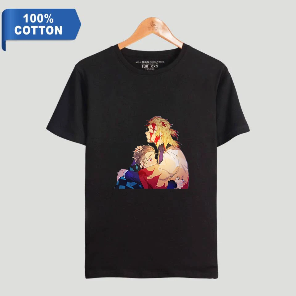 

Demon Slayer T shirts Men's Anime Print 100% Cotton Short Sleeve T-shirts Kimetsu no Yaiba 2019 Fashion Summer Tops and Tee
