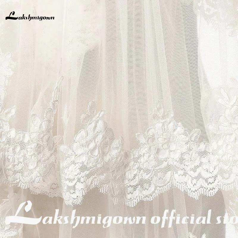 Lakshmigown Тюль белая слоновая кость свадебная фата короткая двухслойная с кружевной аппликацией свадебная фата Свадебные аксессуары
